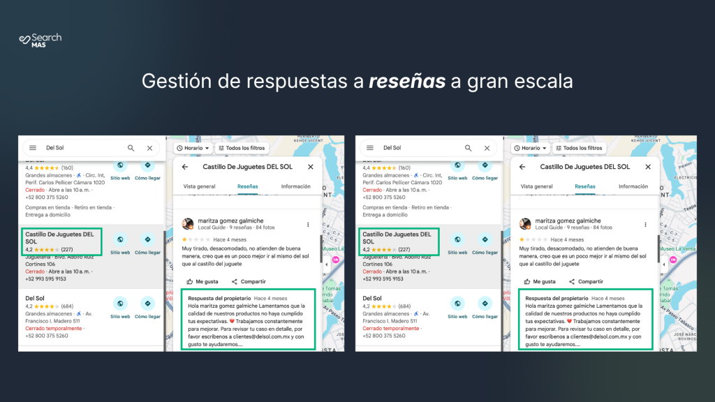 Gestión de reseñas de Google Business Profile